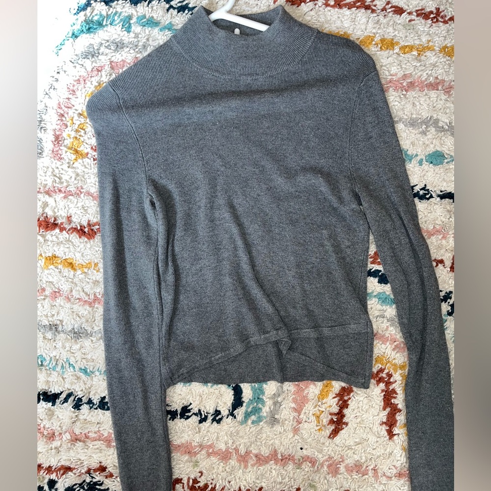 Gray micro turtleneck sweater